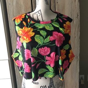 Cropped floral tank